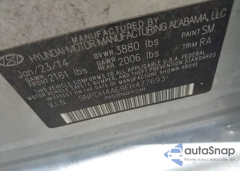 2014 Hyundai Elantra Se из США, поврежденный, VIN 5NPDH4AE9EH477693